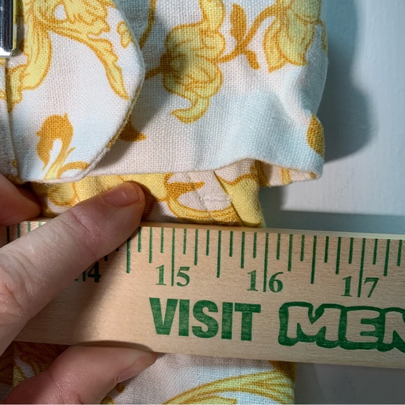 Maison d'Amelie Paris  shorts  Sz 10 linen blend  yellow white belt pleated - Picture 10 of 13